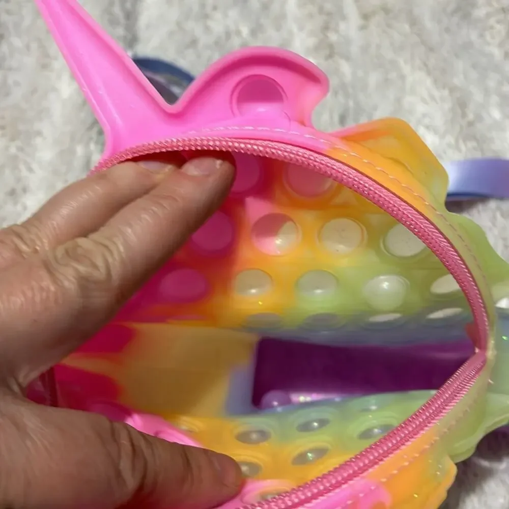 Unicorn pop it purse adjustable nylon strap to shorten or lengthen like new